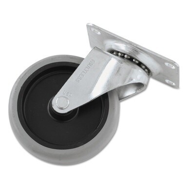 Non-Marking Plate Casters, Swivel Mount Plate, 4&quot; Wheel, Black/Gray/Silver