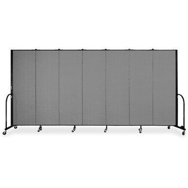 Screenflex Portable Room Dividers - 72&quot; Height x 13.1 ft Length - Black Metal Frame - Polyester - Stone - 1 Each