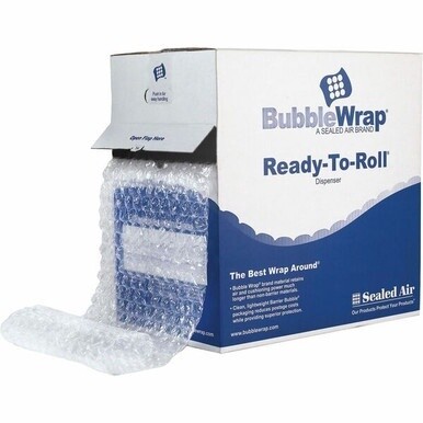 Bubble Wrap Sealed Air Ready-to-Roll Dispenser - 12&quot; Width x 65 ft Length - Air Resistant, Easy Tear - Clear - 1 / Carton
