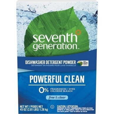 Seventh Generation Dishwasher Detergent - For Kitchen - 45 oz (2.81 lb) - Free &amp; Clear Scent - 1 Each - Non-toxic, Chlorine-free, Phosphate-free - Clear