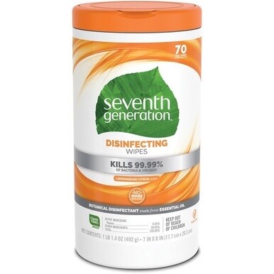 Seventh Generation Disinfecting Cleaner - Lemongrass Citrus Scent - 8" Length x 7" Width - 70 / Canister - 1 Each