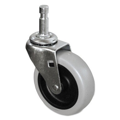 Mop Bucket/Wringer Replacement Caster, Grip Ring Type C Stem, 3&quot; Wheel, Black/Gray/Silver