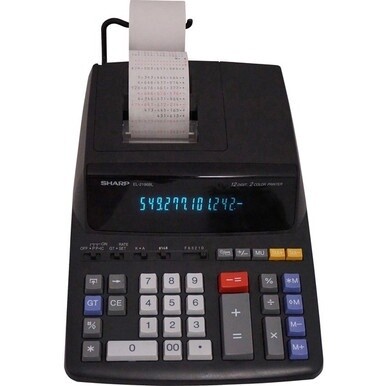 Sharp EL-2196BL 12 Digit Printing Calculator - 3.7 LPS - 4-Key Memory, Heavy Duty, Item Count - AC Supply Powered - 5&quot; x 10.3&quot; x 12.9&quot; x 17&quot; - Black - 1 Each
