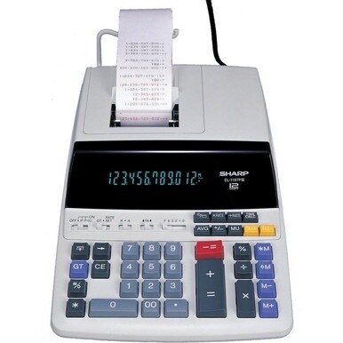 Sharp EL-1197PIII 12 Digit Commercial Printing Calculator - Dual Color Print - 4.3 lps - Calendar, Clock, Item Count, Double Zero - 12 Digits - Fluorescent - AC Supply Powered - 8.5&quot; x 10.5&quot; x 2.8&quot; - 