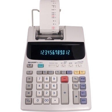 Sharp EL-1801V 12 Digit Printing Calculator - 2.1 LPS - Item Count, Paper Holder, Large Display, 4-Key Memory, Sign Change - Power Adapter Powered - 10.1&quot; x 7.6&quot; x 2.5&quot; x 3.4&quot; - Gray - 1 Each