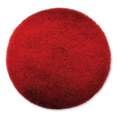 EZ CARE Heavy Duty Scrub Pad, 16&quot; Diameter, Red/Gray, 5/Carton