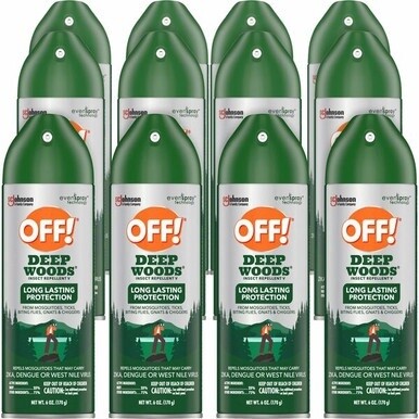 OFF! Deep Woods Insect Repellent - Spray - Kills Bugs, Ticks, Mosquitoes, Black Flies, Sand Flies, Chiggers, Fleas, Gnats - 6 fl oz - Green - 12 / Carton