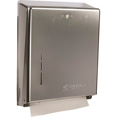 San Jamar C-Fold/Multifold Paper Towel Dispensers - C Fold, Multifold Dispenser - 500 x Towel Multifold, 300 x Towel C Fold - 14.8&quot; Height x 11.4&quot; Width x 4&quot; Depth - Stainless Steel - Chrome - Key Loc
