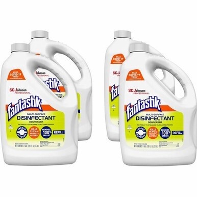 fantastik&amp;reg; Disinfectant Degreaser - 128 fl oz (4 quart) - Fresh Scent - 4 / Carton - White