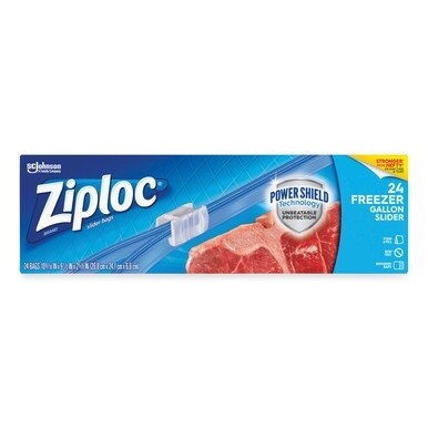 Slider Freezer Bags, 1 gal, 1.75 mil, 9.5&quot; x 2.63&quot; x 10.56&quot;, Clear, 24/Box
