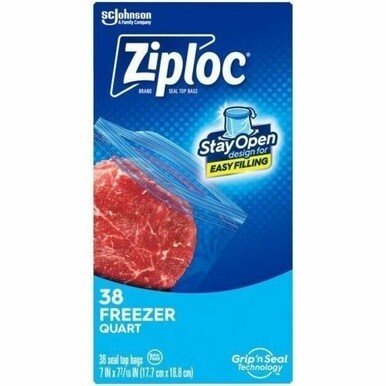 Ziploc?É?í?Ü‚Äô?É¬¢?¢‚Äö¬¨?Ö¬°&amp;reg; Grip n' Seal Freezer Bags - Medium Size - 1 quart Capacity - 7" Width x 7.43" Length - Textured - Blue - Plastic - 38/Box - Multipurpose