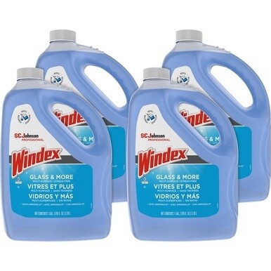 Windex&amp;reg; Glass Cleaner with Ammonia-D - 128 fl oz (4 quart) - 4 / Carton - Blue