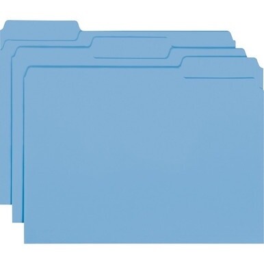 Smead 1/3 Tab Cut Letter Recycled Hanging Folder - 8 1/2&quot; x 11&quot; - 3/4&quot; Expansion - Top Tab Location - Assorted Position Tab Position - Vinyl - Blue - 10% Recycled - 100 / Box