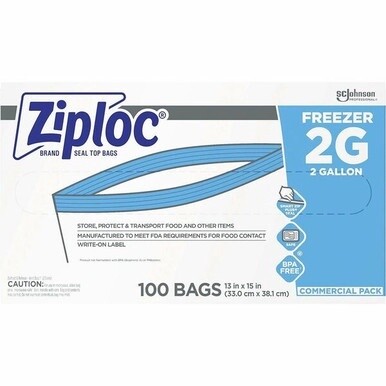 Ziploc&amp;reg; Grip n&#39; Seal Freezer Bags - 2 gal Capacity - 13&quot; Width x 15&quot; Length - Blue - Plastic - 1Carton - Food, Meat, Poultry, Fish