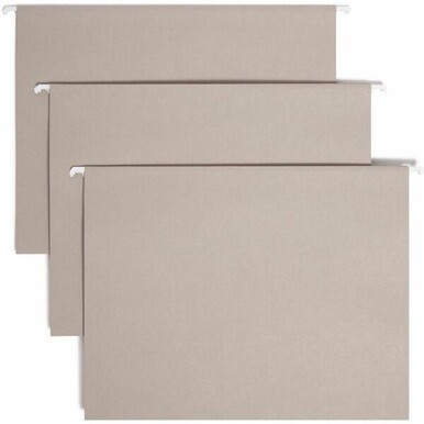 Smead Colored 1/5 Tab Cut Letter Recycled Hanging Folder - 8 1/2&quot; x 11&quot; - Top Tab Location - Assorted Position Tab Position - Vinyl - Gray - 10% Recycled - 25 / Box