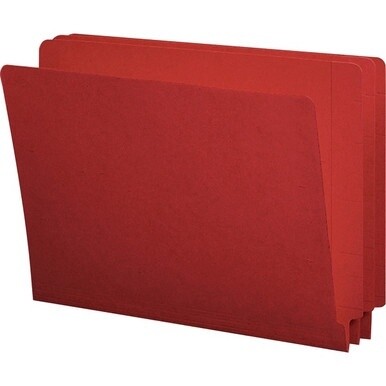 Smead Shelf-Master Straight Tab Cut Letter Recycled End Tab File Folder - 8 1/2&quot; x 11&quot; - 3/4&quot; Expansion - Red - 10% Recycled - 100 / Box