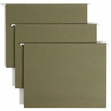 Smead 1/5 Tab Cut Letter Recycled Hanging Folder - 8 1/2&quot; x 11&quot; - 2&quot; Expansion - Top Tab Location - Assorted Position Tab Position - Vinyl - Standard Green - 100% Recycled - 25 / Box
