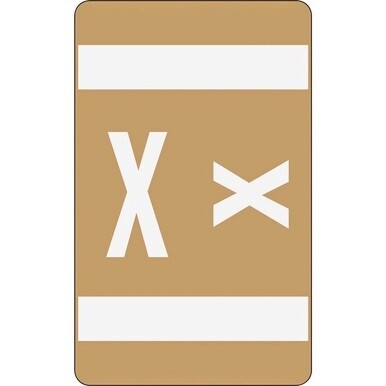 Smead AlphaZ ACCS Color-Coded Labels - "X" - 1" Width x 1 5/8" Length - Light Brown - 10 / Sheet - 100 / Pack