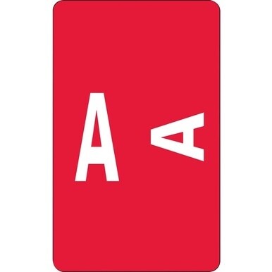 Smead AlphaZ ACCS Color-Coded Labels - &quot;A&quot; - 1&quot; Width x 1 5/8&quot; Length - Red - 10 / Sheet - 100 / Pack