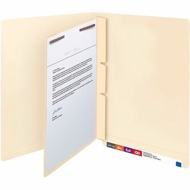 Smead Self-Adhesive Folder Dividers with Twin-Prong Fastener - For Letter 8 1/2&quot; x 11&quot; Sheet - Manila - Manila - 100 / Box