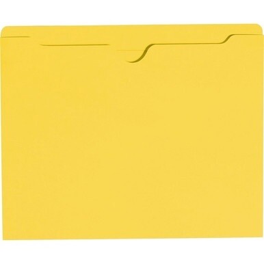 Smead Colored Straight Tab Cut Letter Recycled File Jacket - 8 1/2" x 11" - Yellow - 10% Recycled - 100 / Box