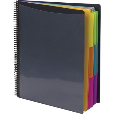 Smead 1/3 Tab Cut Letter Organizer Folder - 8 1/2&quot; x 11&quot; - Spiral Fastener - 24 Inside Back Pocket(s) - Assorted Position Tab Position - 12 Divider(s) - Yellow, Pink, Lime, Blue, Purple - 1 Each