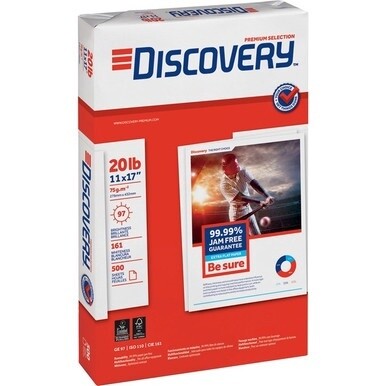 Discovery Premium Multipurpose Paper - Anti-Jam - White - 97 Brightness - Ledger/Tabloid - 11&quot; x 17&quot; - 20 lb Basis Weight - 2500 / Carton - Excellent Ink Absorption - White