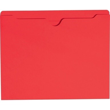 Smead Colored Straight Tab Cut Letter Recycled File Jacket - 8 1/2&quot; x 11&quot; - Red - 10% Recycled - 100 / Box