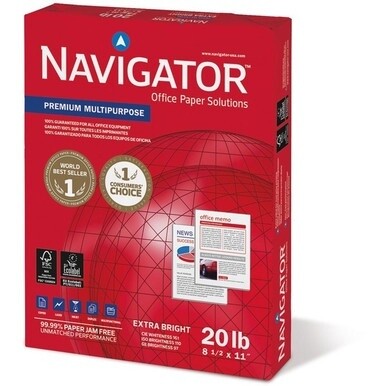 Navigator Premium Multipurpose Trusted Performance Paper - Extra Opacity - White - 97 Brightness - Letter - 8 1/2&quot; x 11&quot; - 20 lb Basis Weight - 5000 / Carton - White
