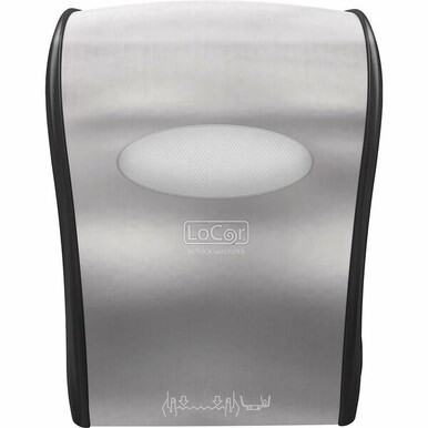 LoCor Wall-Mount Mechanical Paper Towel Dispenser, Stainless - 12.4&quot; Height x 16.8&quot; Width x 10&quot; Depth - Plastic - Stainless - Wall Mountable, Impact Resistant, Bump Resistant - 1 Each
