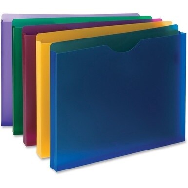 Smead Straight Tab Cut Letter File Jacket - 1&quot; Folder Capacity - 8 1/2&quot; x 11&quot; - 1&quot; Expansion - Blue, Red, Yellow, Green, Purple - 10 / Pack
