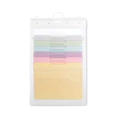 Cascading Wall Organizer, 6 Sections, Letter Size, 14.25&quot; x 24.25&quot;, Blue, Clear, Gray, Green, Orange, Pink, Purple