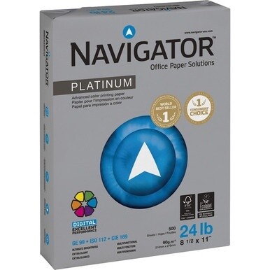 Navigator Platinum Office Multipurpose Paper - 99 Brightness - Letter - 8 1/2&quot; x 11&quot; - 24 lb Basis Weight - Smooth - 2500 / Carton - Jam-free - Bright White