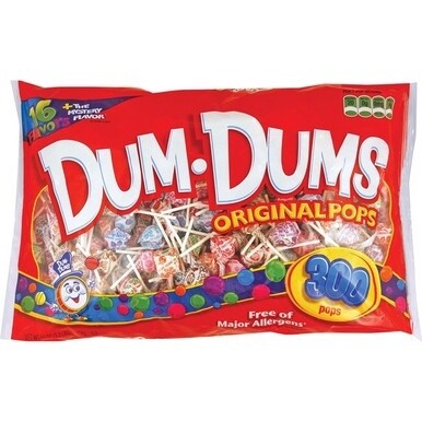 Dum Dum Pops Original Candy - Blue Raspberry, Butterscotch, Watermelon, Sour Apple, Grape, Strawberry, Cherry, Orange, Mango, Cotton Candy, Cream Soda, ... - Gluten-free - 300 / Bag
