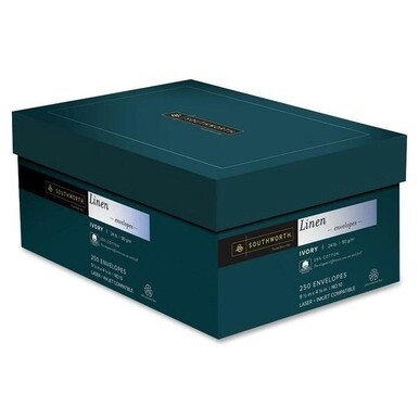 Southworth 25% Cotton No. 10 Business Envelopes - Business - #10 - 4 1/8&quot; Width x 9 1/2&quot; Length - 24 lb - Linen, Cotton Fiber - 250 / Box - Ivory