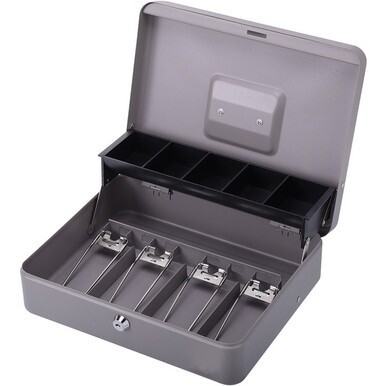 Sparco Controller Cash Box - 5 Coin - Gray - 3.4&quot; Height x 11.4&quot; Width x 7.5&quot; Depth