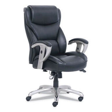 Emerson Big and Tall Task Chair, Supports Up to 400 lb, 19.5&quot; to 22.5&quot; Seat Height, Black Seat/Back, Silver Base