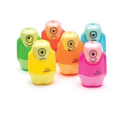 So-Mine Serve E-Bot Eraser &amp; Sharpener - 2 Hole(s) - Plastic - Multicolor - 1 Each