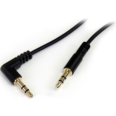 StarTech.com 1 ft Slim 3.5mm to Right Angle Stereo Audio Cable - M/M - Easily connect an iPod&amp;reg; or other MP3 player to a car stereo