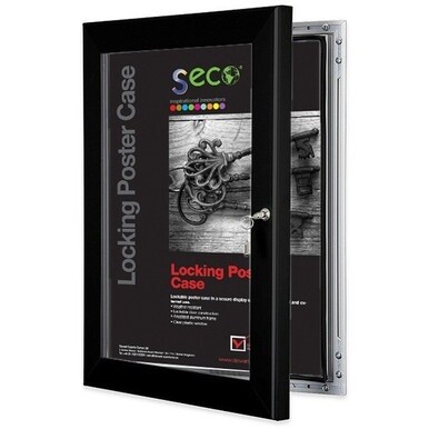 Seco Locking Poster Case - 30&quot; x 40&quot; Frame Size - Rectangle - Portrait, Landscape - Black - Weather Proof, Shatter Proof, Lockable, Rust Proof, Water Proof - 1 Each - Aluminum, Plastic, Polycarbonate 
