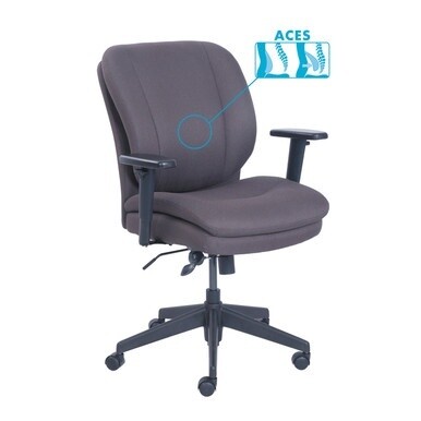 Cosset Ergonomic Task Chair, Supports Up to 275 lb, 19.5&quot; to 22.5&quot; Seat Height, Gray Seat/Back, Black Base