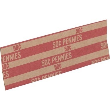 Sparco Flat Coin Wrappers - 1000 Wrap(s)Total $0.50 in 50 Coins of 1√É∆í√¢‚Ç¨≈°√É‚Äö√Ç¬¢ Denomination - 60 lb Basis Weight - Kraft - Red - 1000 / Pack