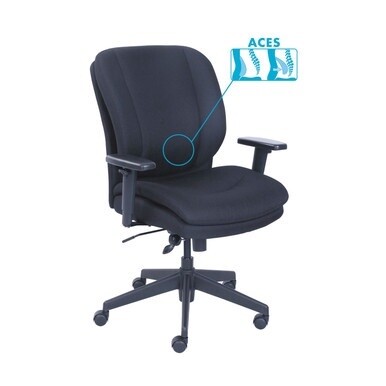 Cosset Ergonomic Task Chair, Supports Up to 275 lb, 19.5&quot; to 22.5&quot; Seat Height, Black