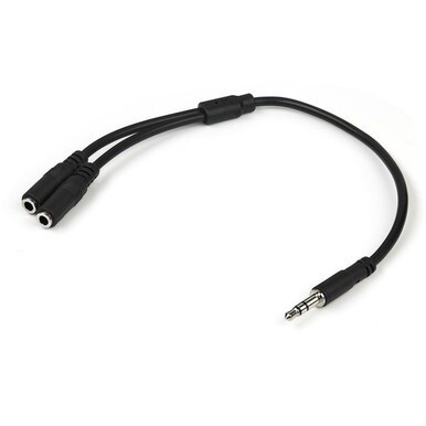 StarTech.com Slim Stereo Splitter Cable - 3.5mm Male to 2x 3.5mm Female - Split one headphone jack into two separate jacks - 3.5mm audio splitter - mini jack splitter - headphone y cable - 3.5mm y cab