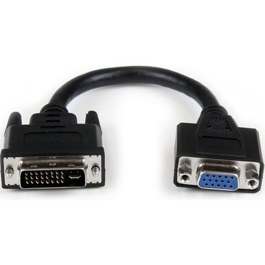 StarTech.com 8in DVI to VGA Cable Adapter - DVI-I Male to VGA Female - Connect your VGA Display to a DVI-I source - dvi male to vga female cable - dvi male to vga adapter - dvi male to vga female - dv