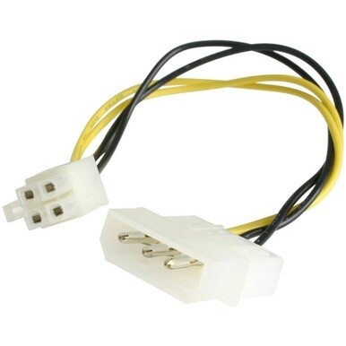 StarTech.com Power cable adapter - 4 pin internal power (F) - 4 pin ATX12V (M) - 15.2 cm - Convert an LP4 female connector to a P4 male connector - molex to 4 pin atx - molex to p4 adapter - molex to 