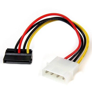 StarTech.com 6in 4 Pin LP4 to Left Angle SATA Power Cable Adapter - Power a SATA hard drive from a conventional LP4 power supply connection - LP4 to sata adapter - LP4 to sata power adapter - 4 pin LP