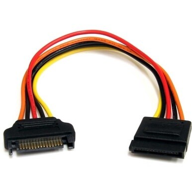 StarTech.com 8in 15 pin SATA Power Extension Cable - Extend SATA Power Connections by up to 8in - 8&quot; sata power extension cable - 8&quot; sata power extension cord - 8 inch sata power male female - sata po