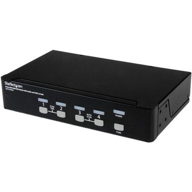 StarTech.com 4 Port DVI + USB KVM Switch with Audio - KVM switch - USB 2.0 Hub - 2 ports - 1 local user - 1U - Share keyboard, mouse, speakers and a DVI display between four multimedia computers - usb