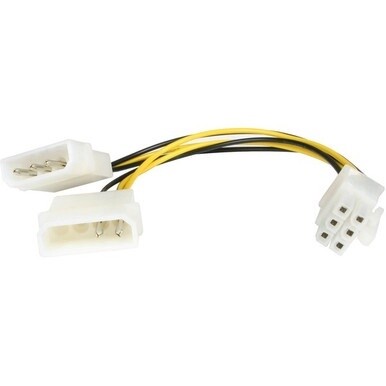 StarTech.com 6in LP4 to 6 Pin PCI Express Video Card Power Cable Adapter - 6 pin internal power (M) - 4 pin ATX12V (M) - 15.2 cm - Convert a Standard LP4 Power Supply Connector to a 6-pin PCI Express 